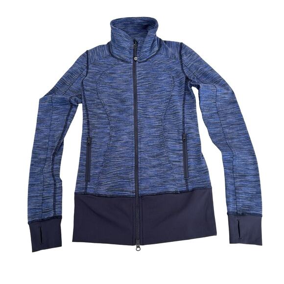 Lululemon Nice Asana Jacket Womens Size 4 Space Cadet Blue Full Zip Luon - Picture 1 of 8